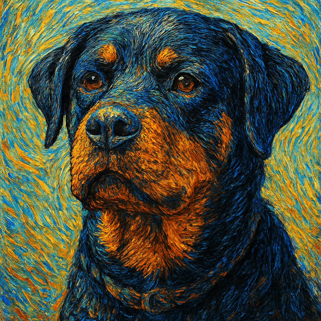 Rottweiler in Van Gogh style