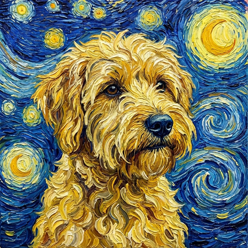 Schnoodle in Van Gogh style