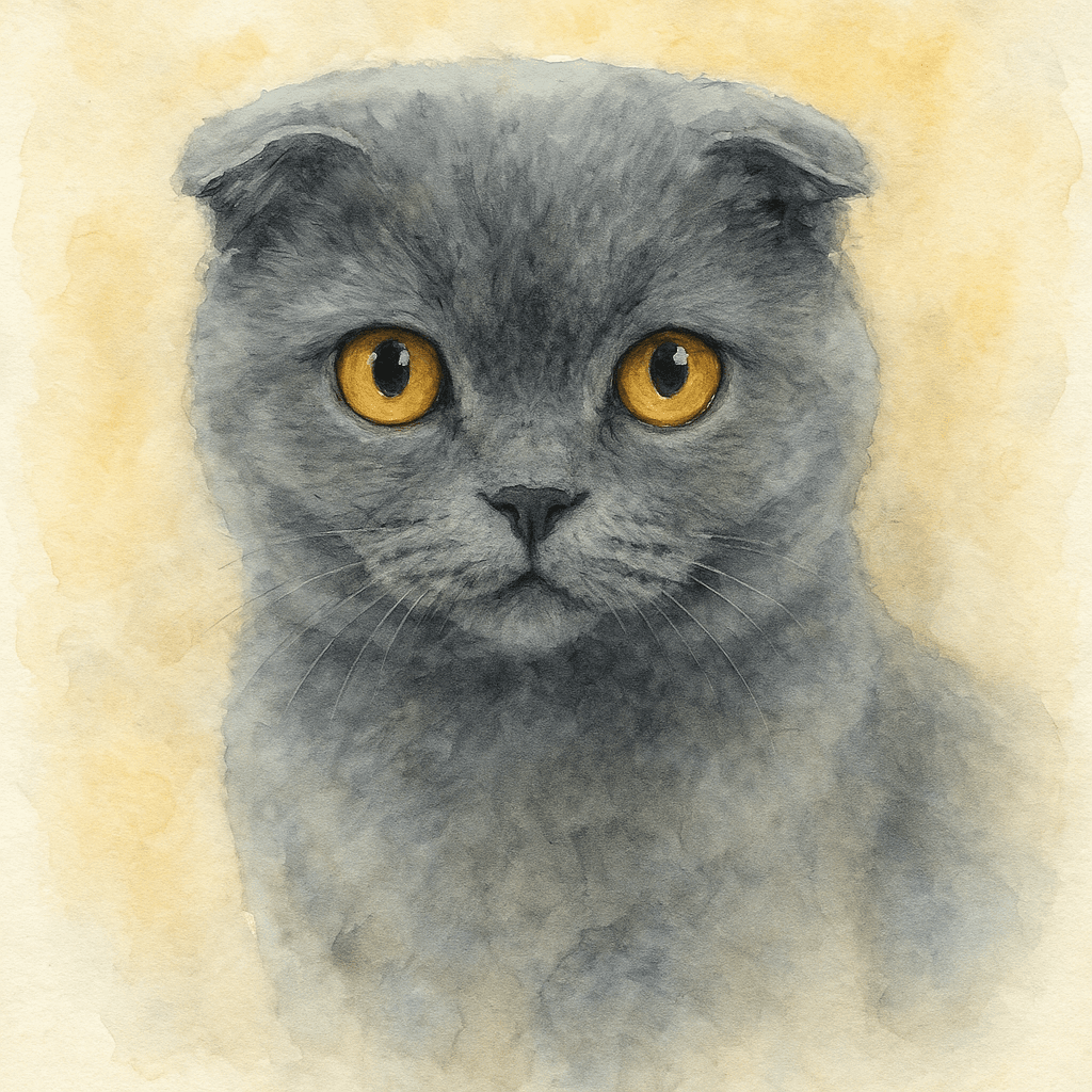Scottish Fold in Watercolor style
