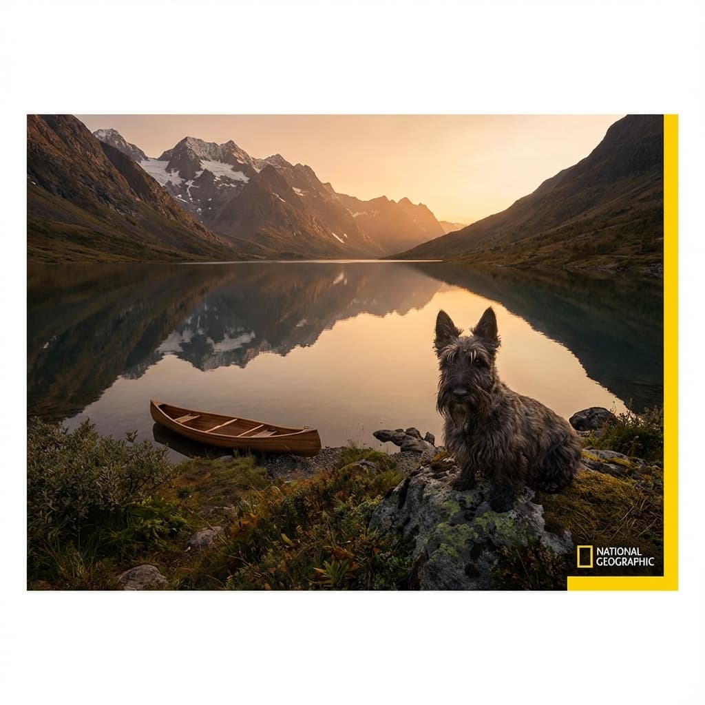 Scottish Terrier in Lakeside Scene style