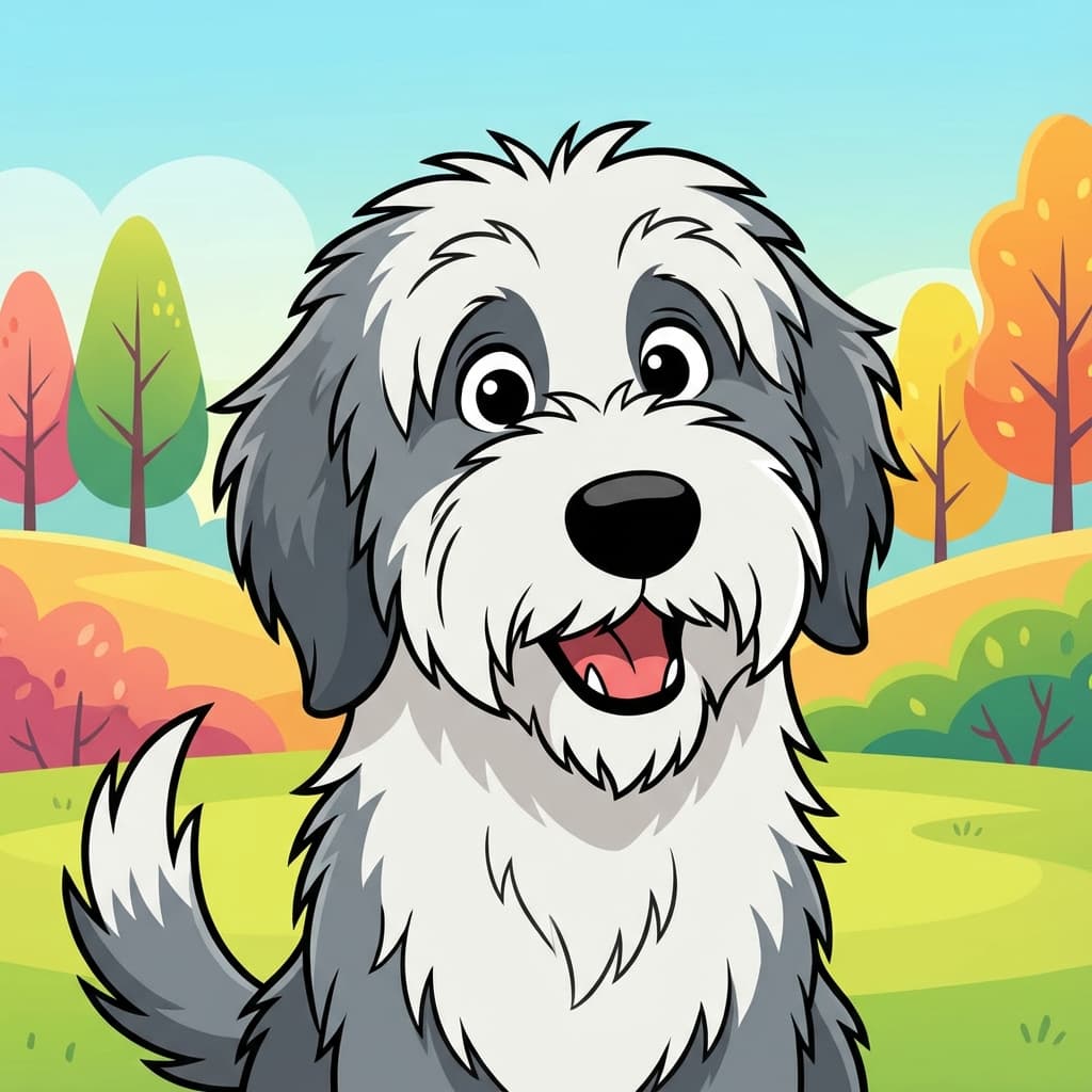 Sheepadoodle in Cartoon style