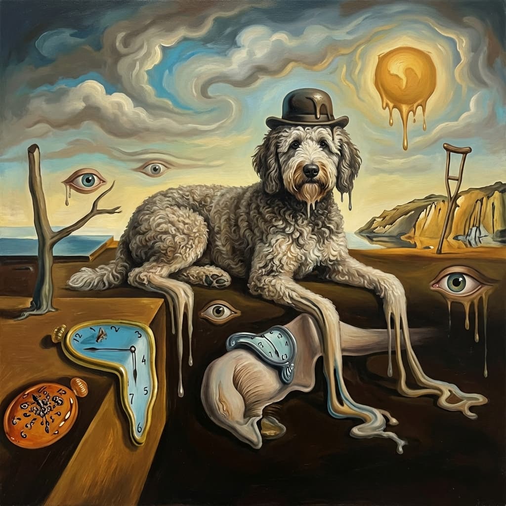 Sheepadoodle in Dali style