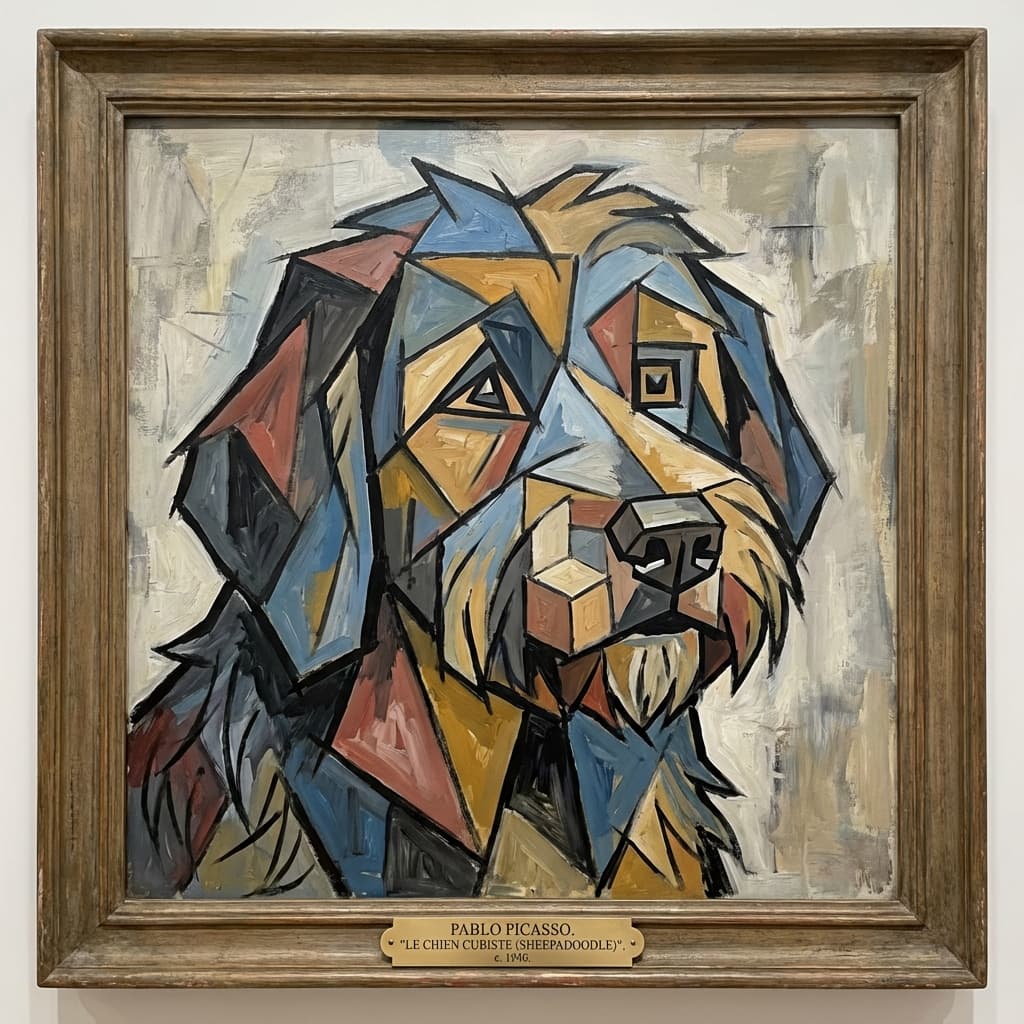 Sheepadoodle in Picasso style