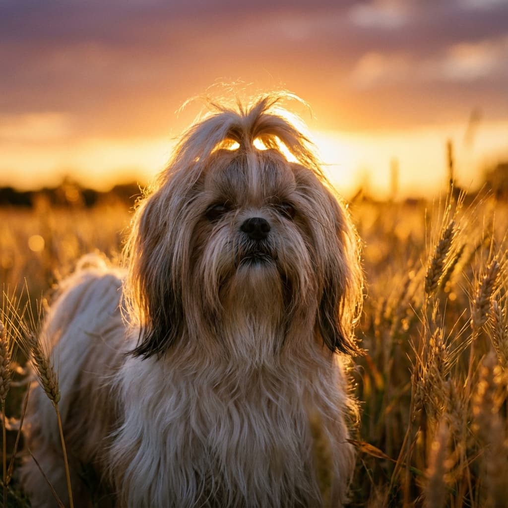 Shih Tzu in Golden Hour Field style