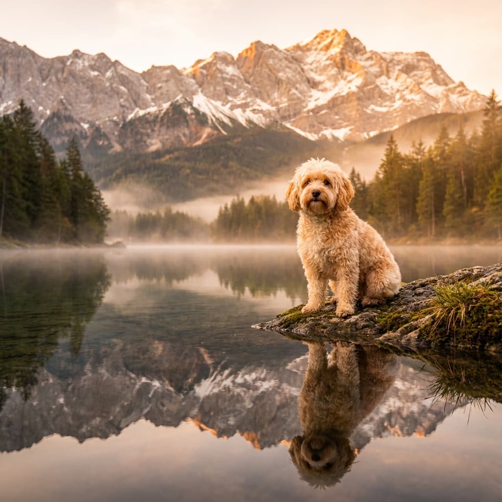 Shihpoo in Lakeside Scene style