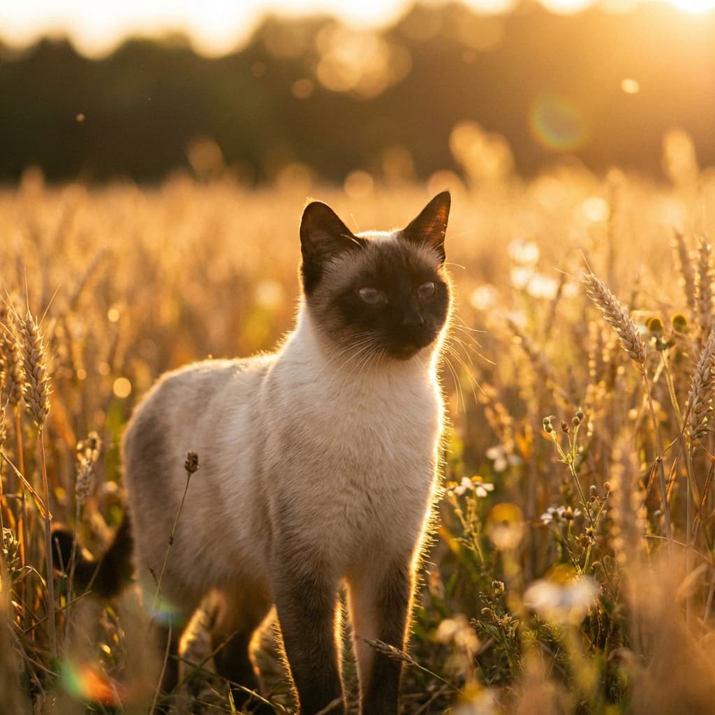 Siamese in Golden Hour Field style