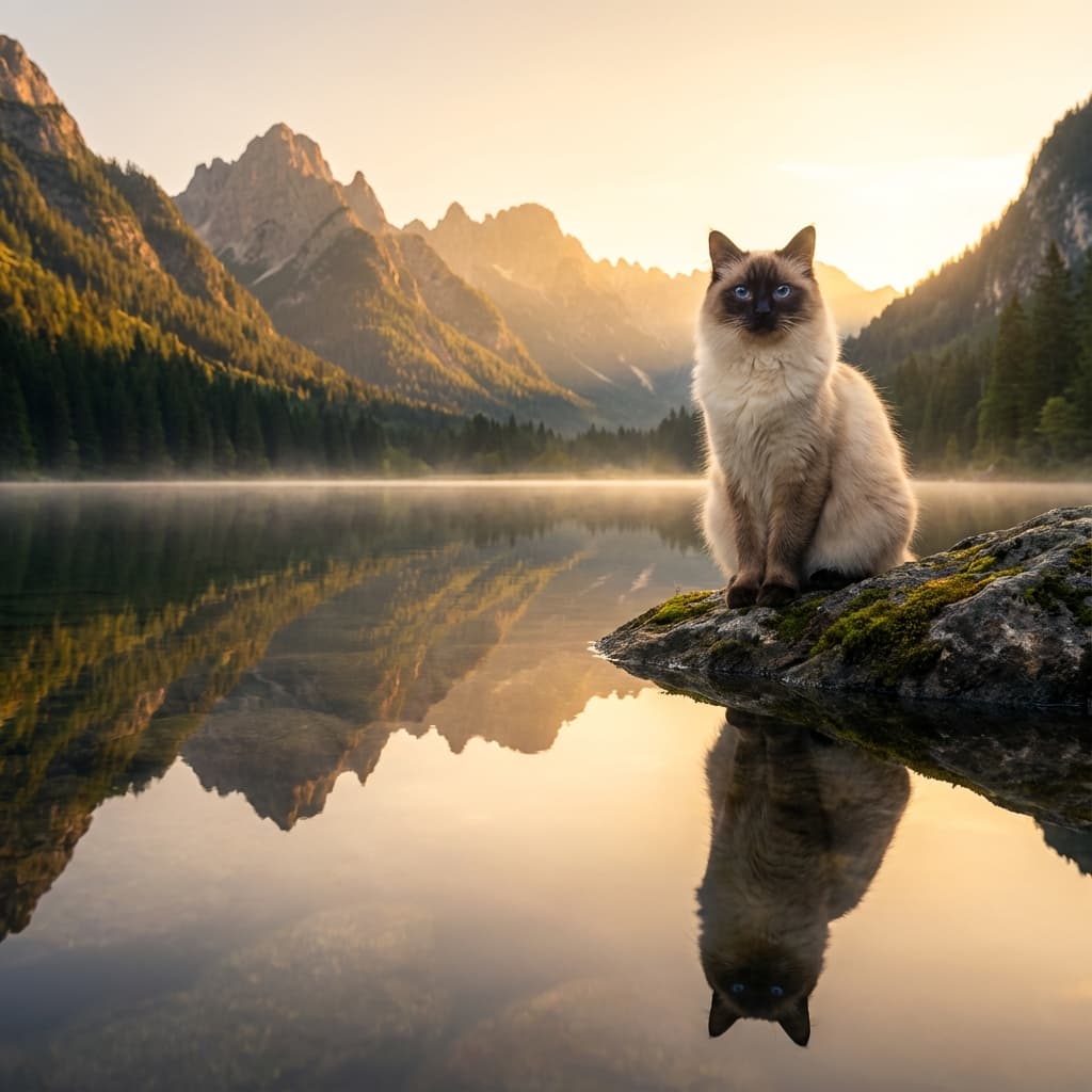 Siamese in Lakeside Scene style