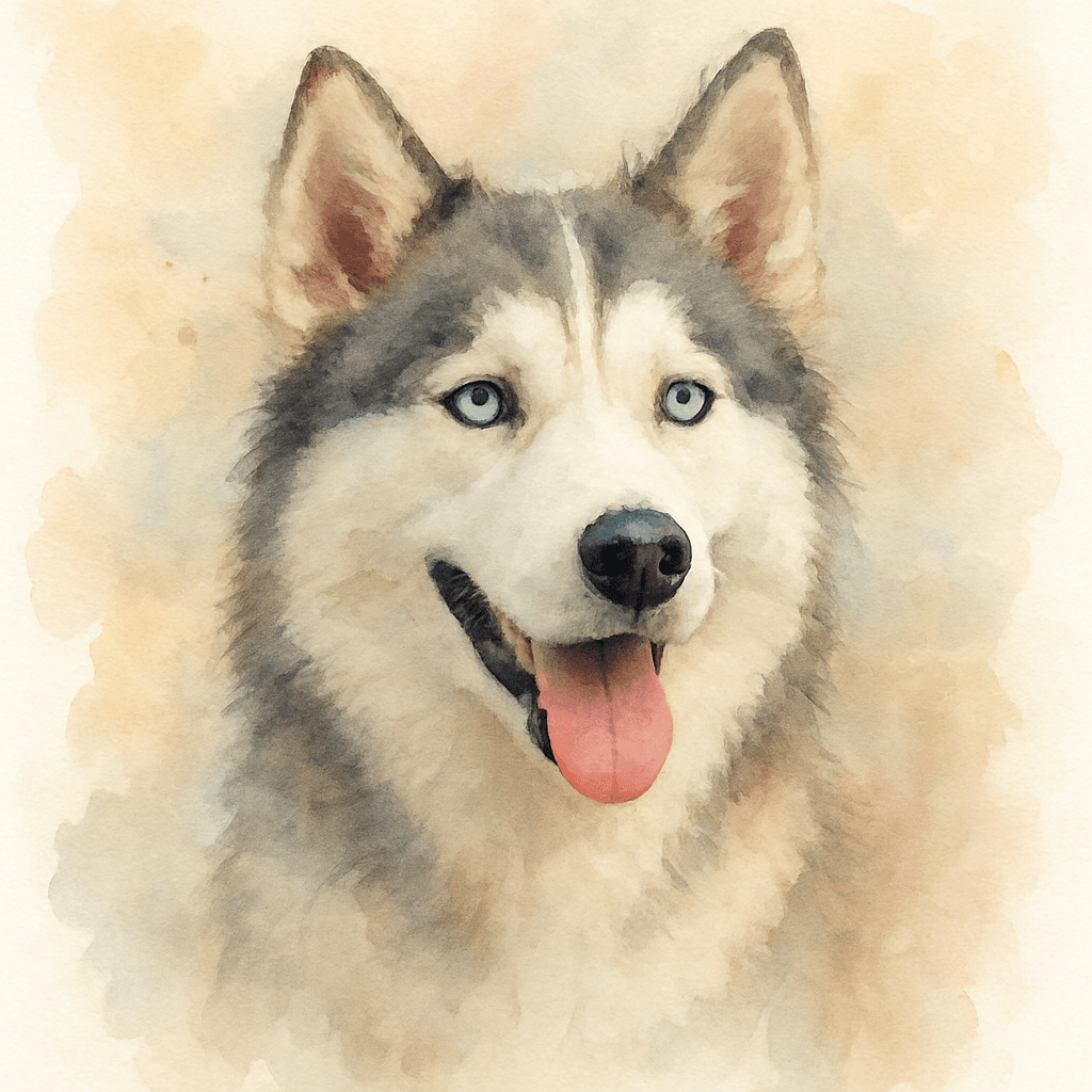 Siberian Husky in Watercolor Style