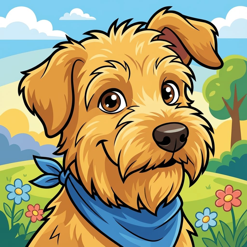 Soft Coated Wheaten Terrier in Cartoon style