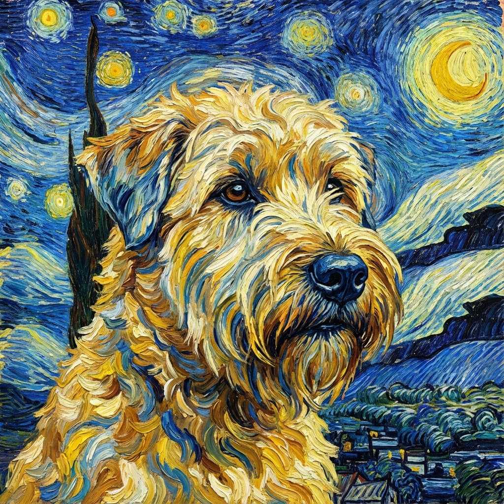 Soft Coated Wheaten Terrier in Van Gogh style