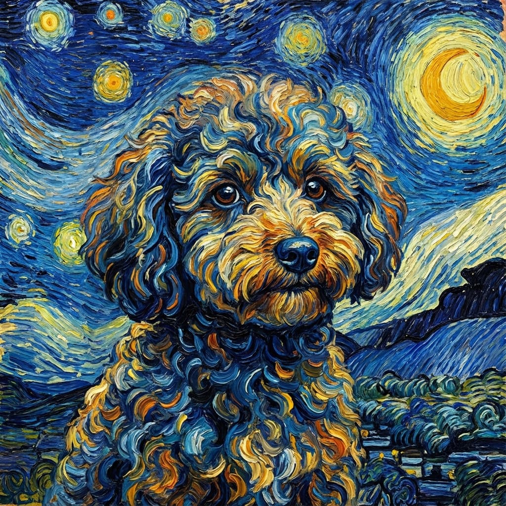Toy Poodle in Van Gogh style