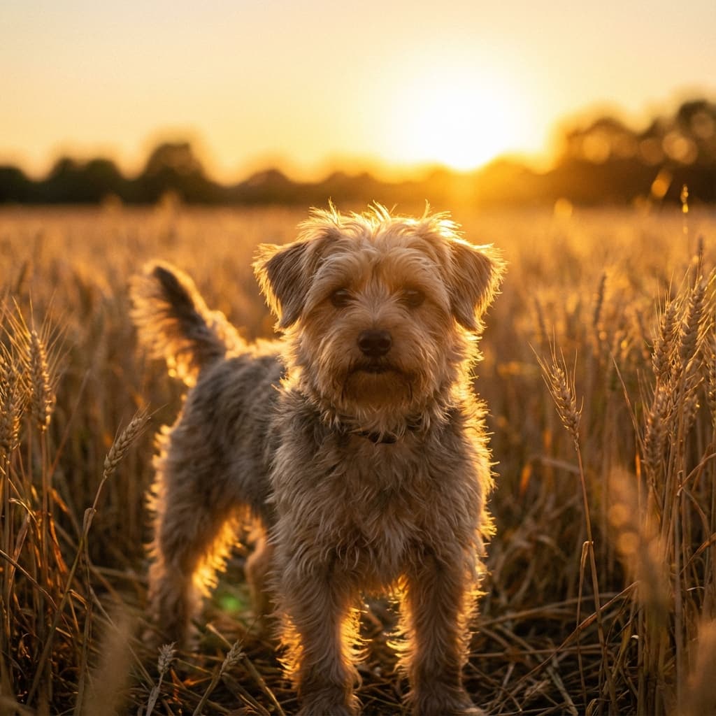 Yorkipoo in Golden Hour Field style
