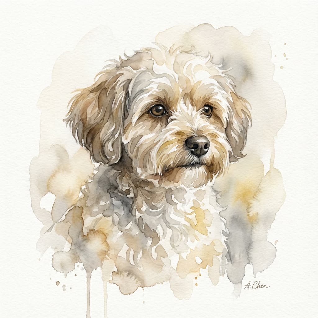 Yorkipoo in Watercolor style