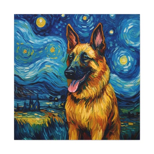 German Shepherd in Van Gogh style