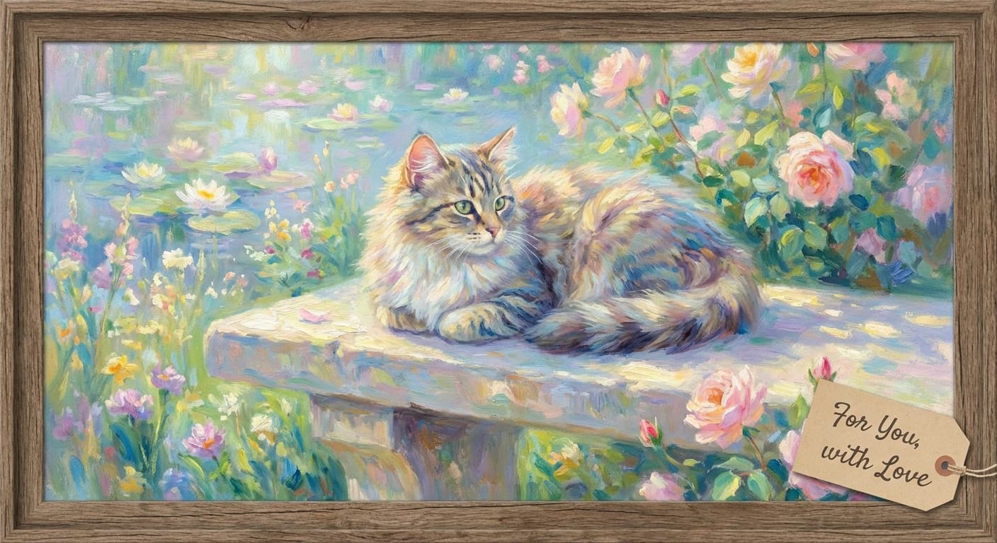 Cat portrait in Monet style gift