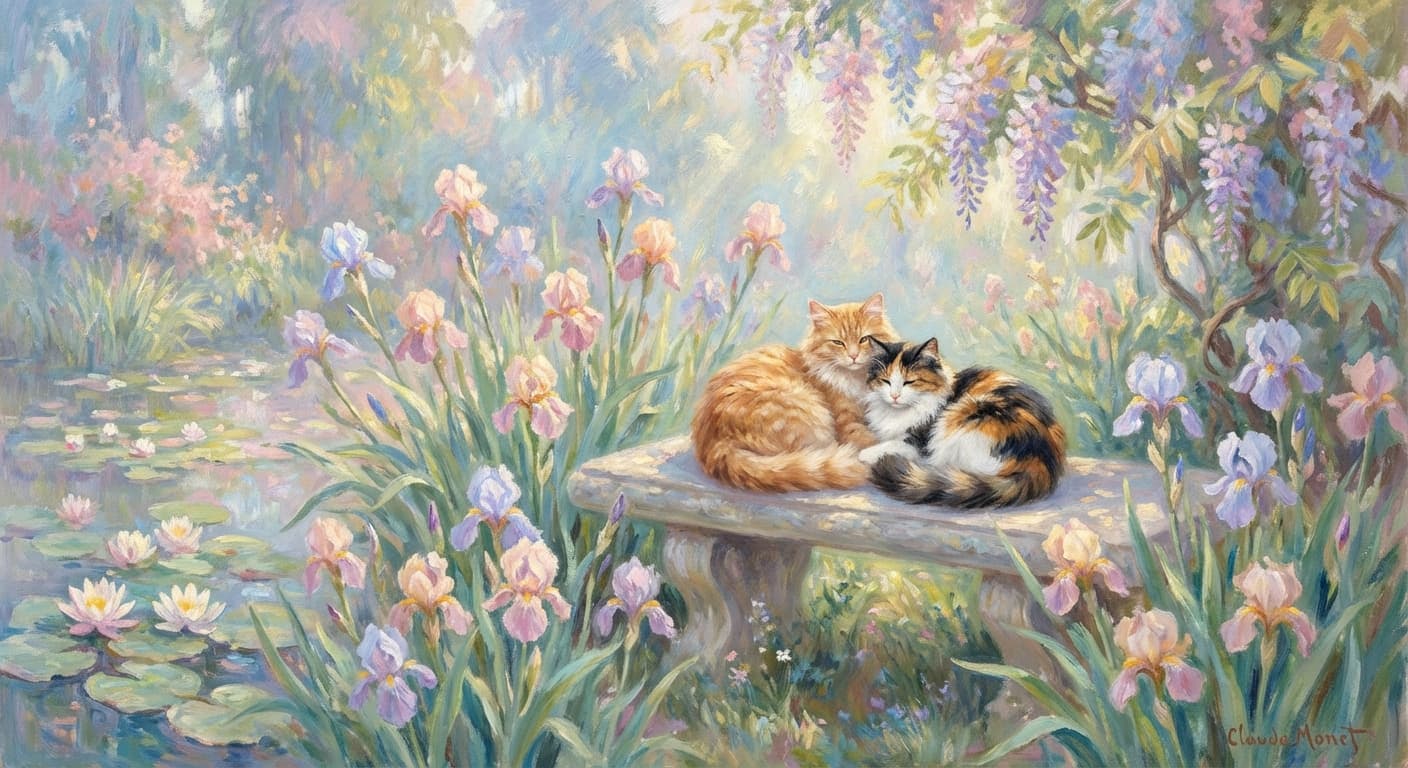 Two cats in Monet style