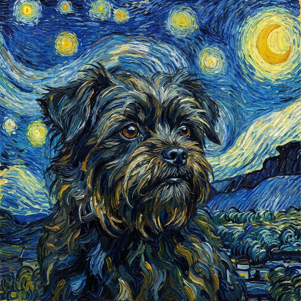 Affenpinscher in Van Gogh style