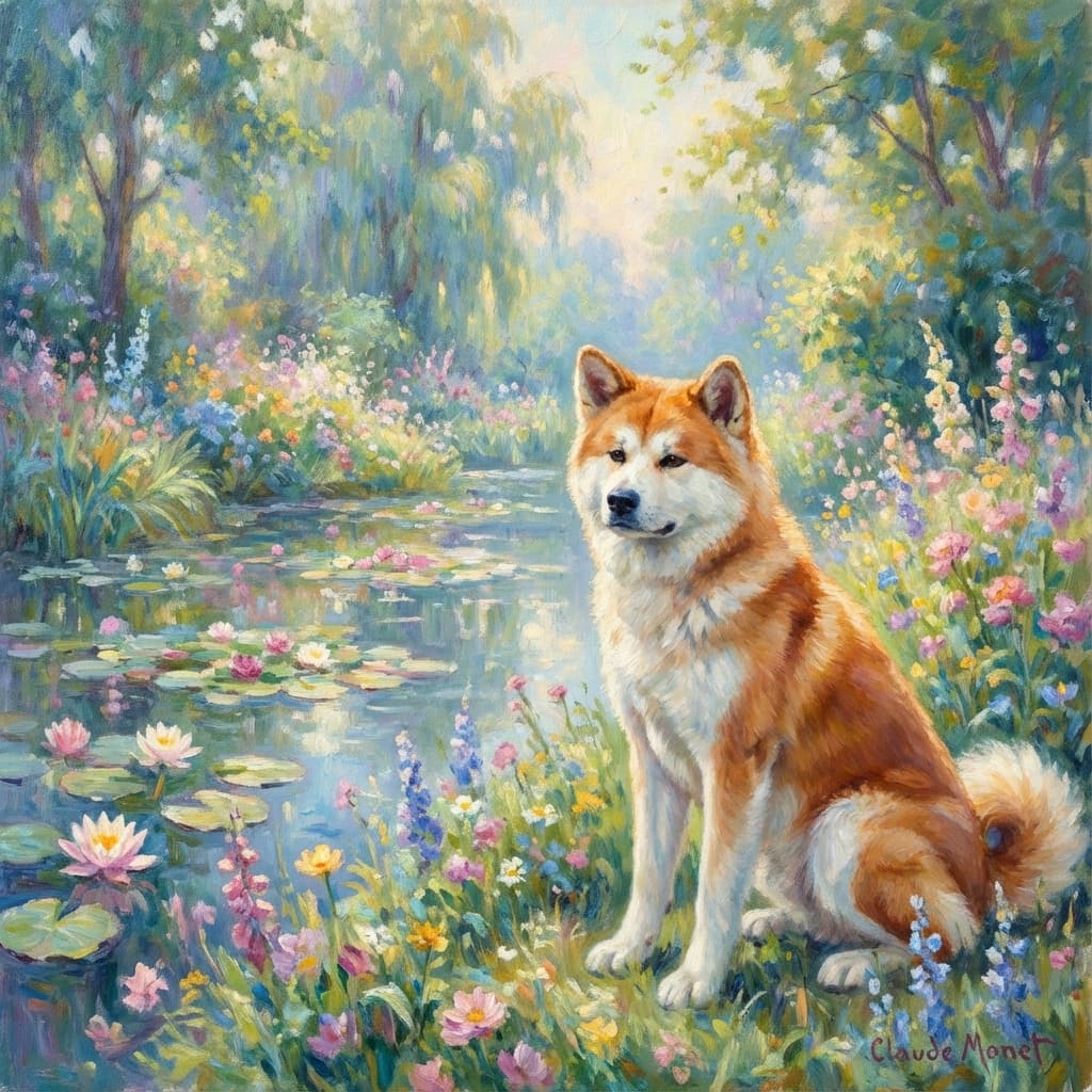 Akita in Monet style