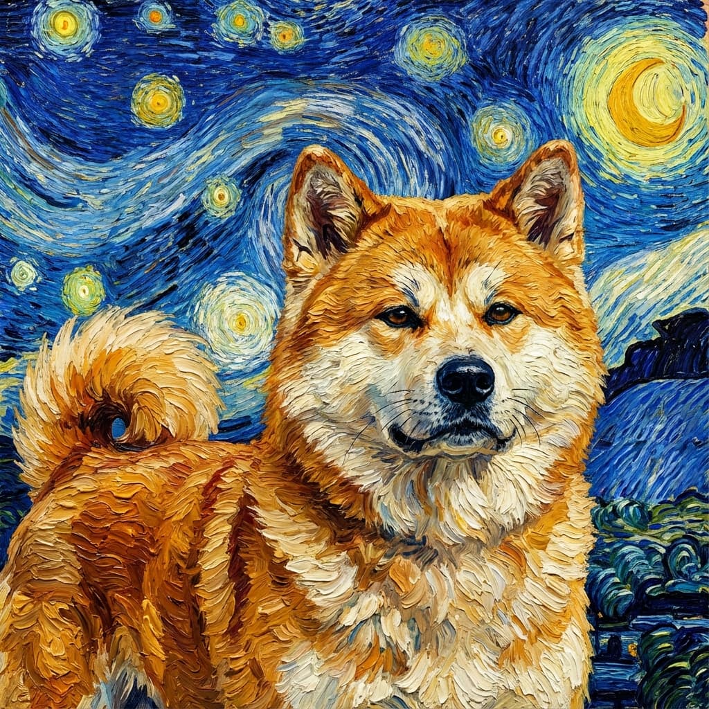 Akita in Van Gogh style
