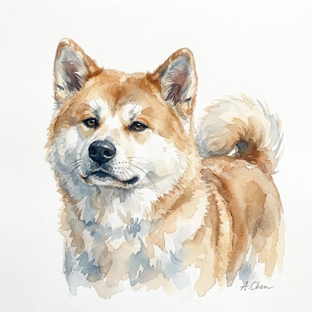 Akita in Watercolor style