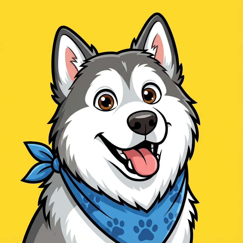 Alaskan Malamute in Cartoon style