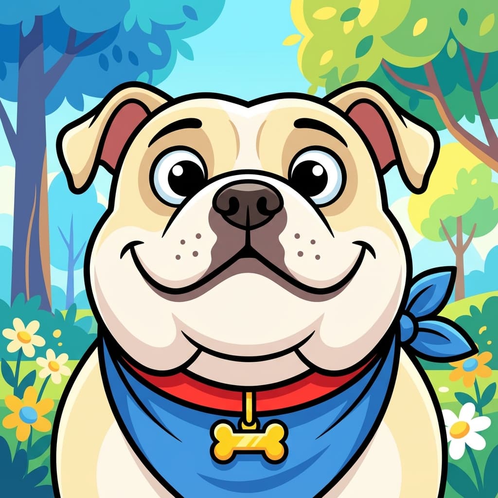 American Bulldog in Cartoon style