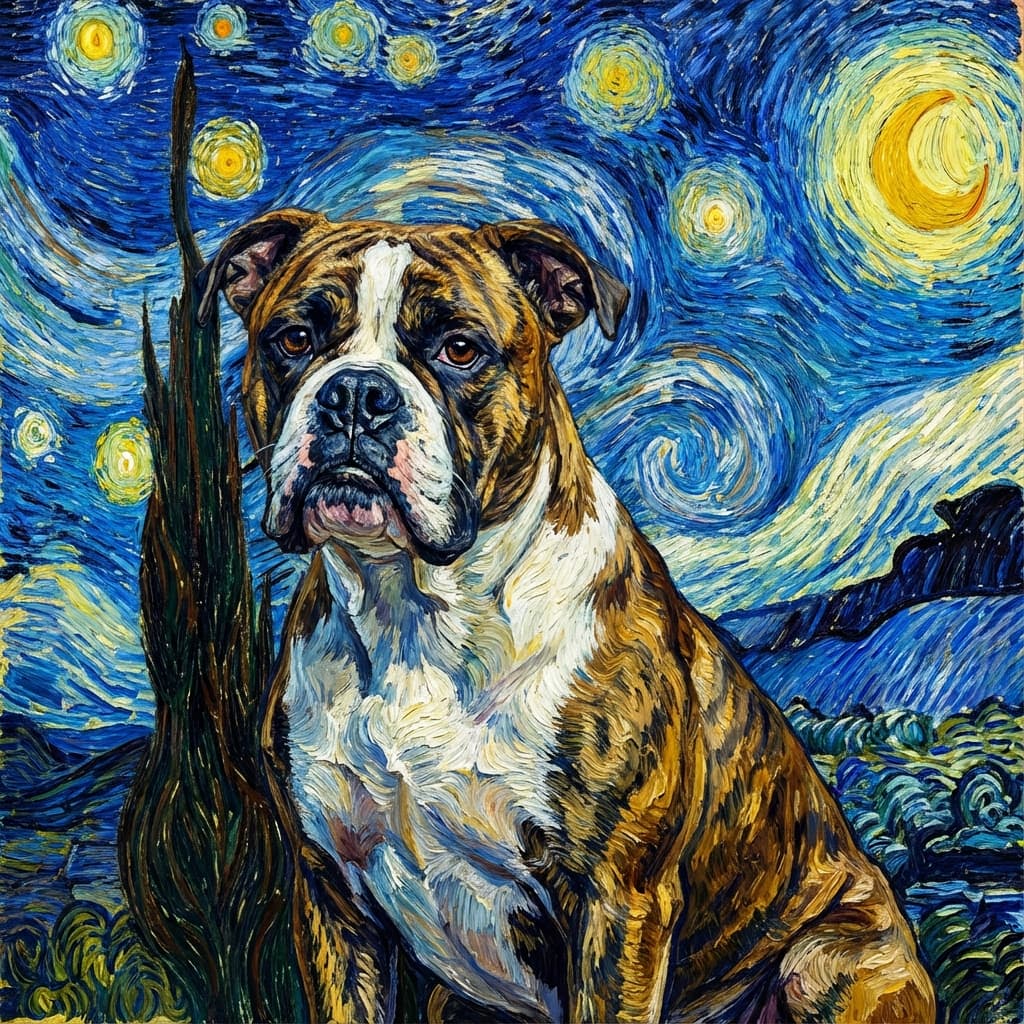 American Bulldog in Van Gogh style