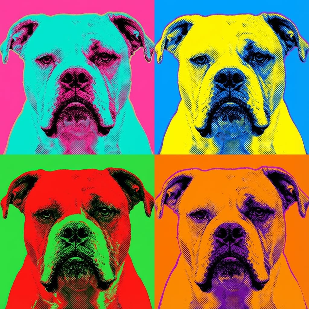 American Bulldog in Warhol style