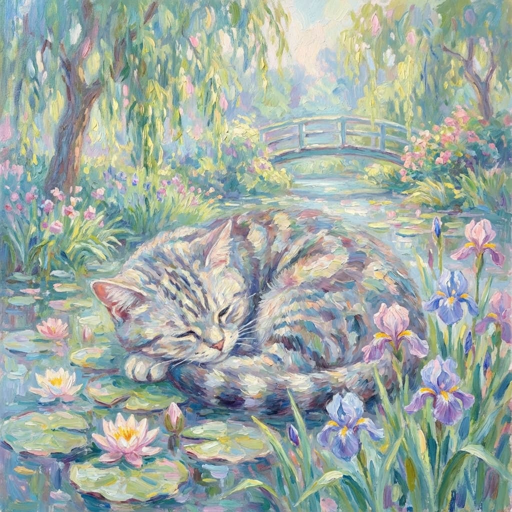 American Shorthair in Monet style