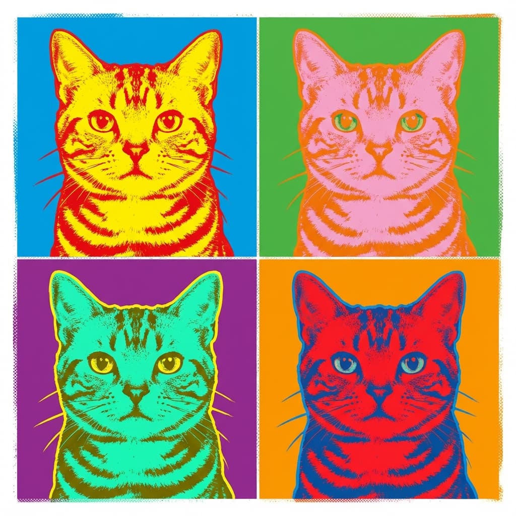 American Shorthair in Warhol style