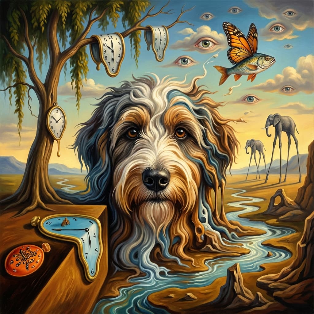 Aussiedoodle in Dali style