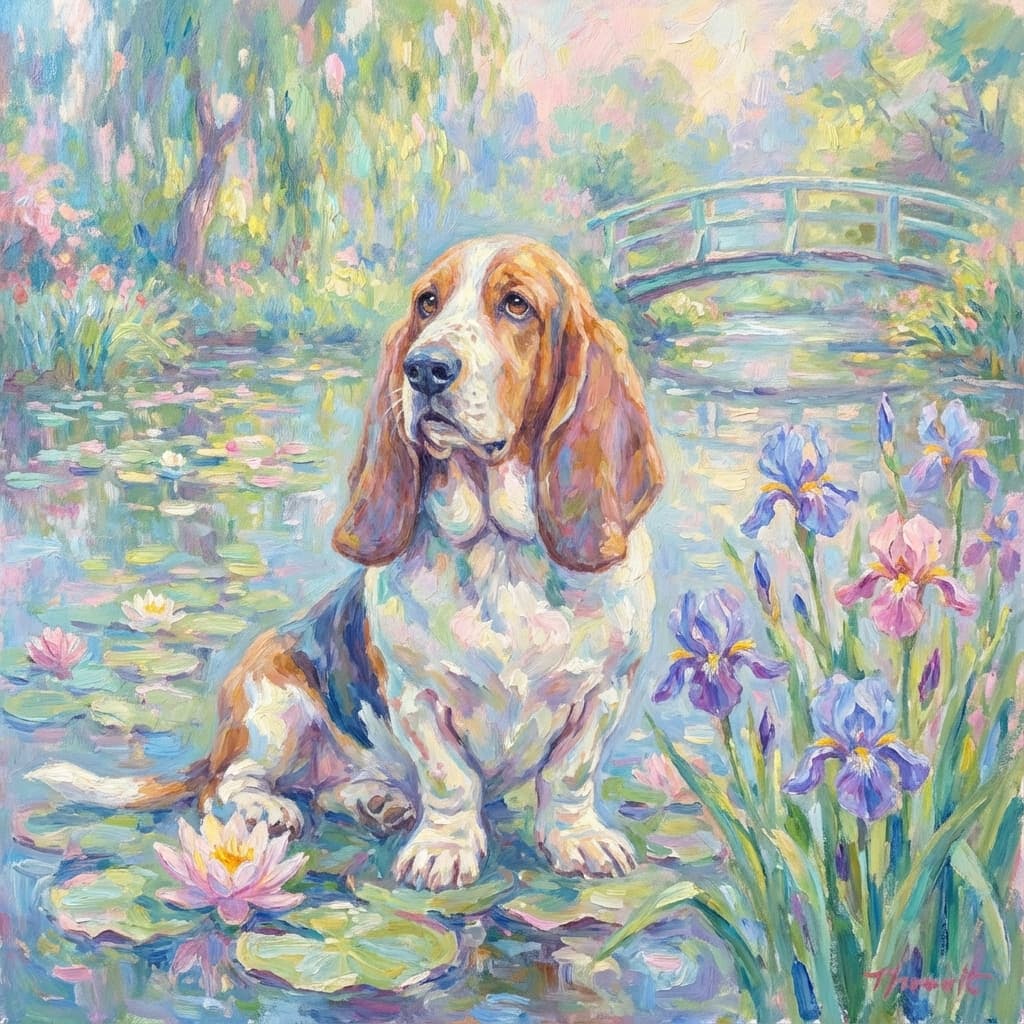 Basset Hound in Monet style