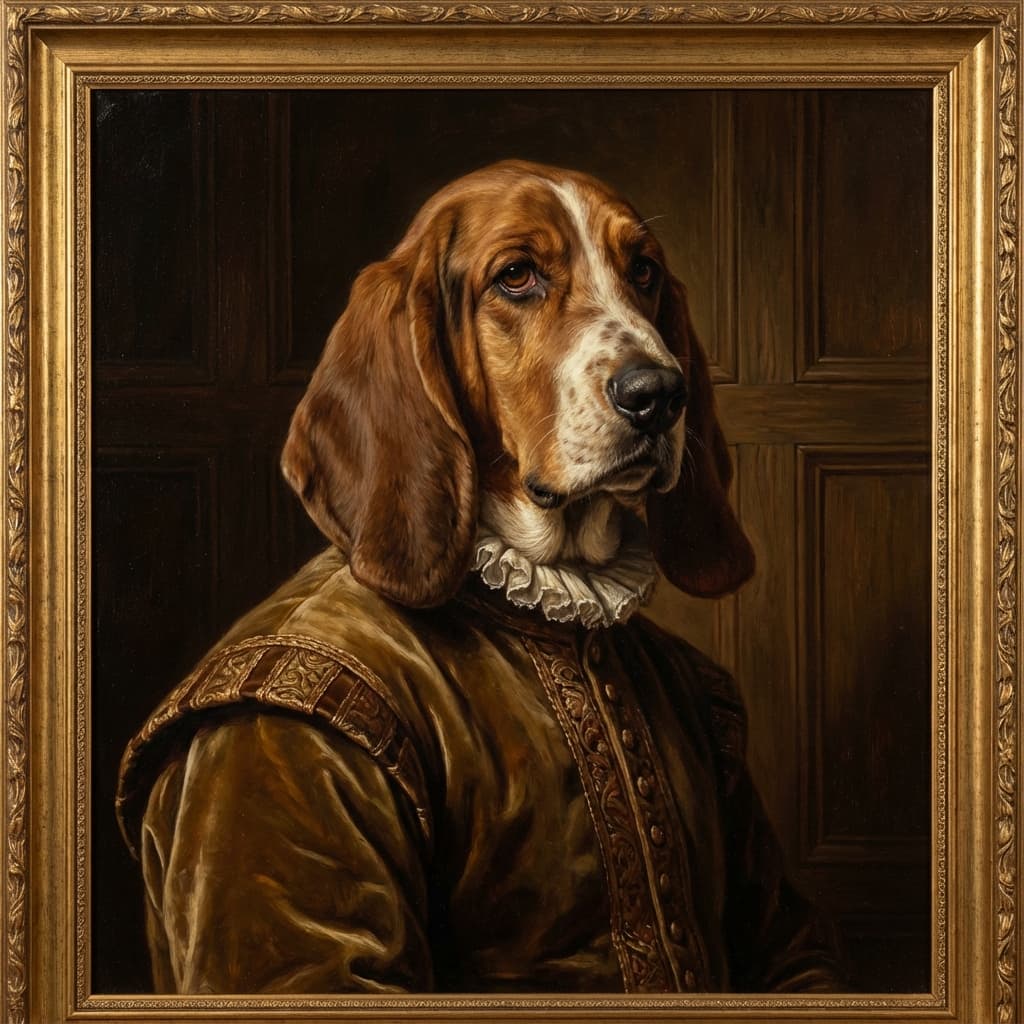 Basset Hound in Renaissance style