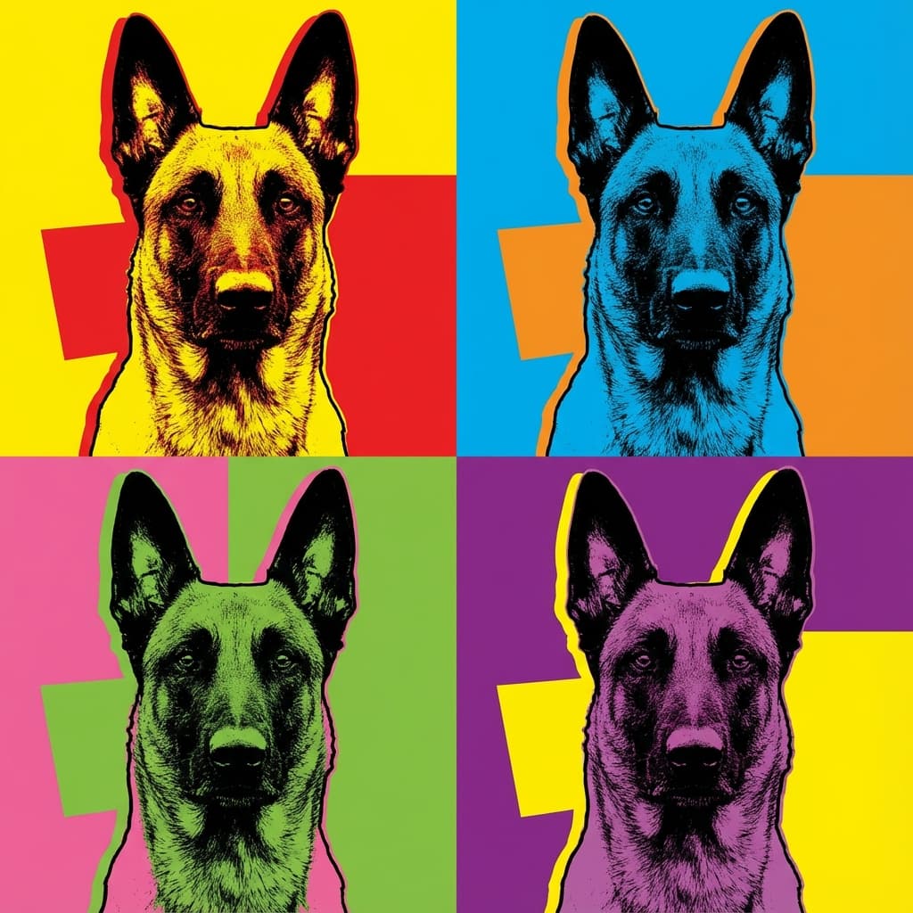 Belgian Malinois in Warhol style
