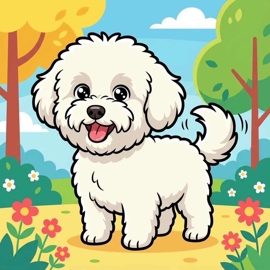 Bichon Frise in Cartoon style