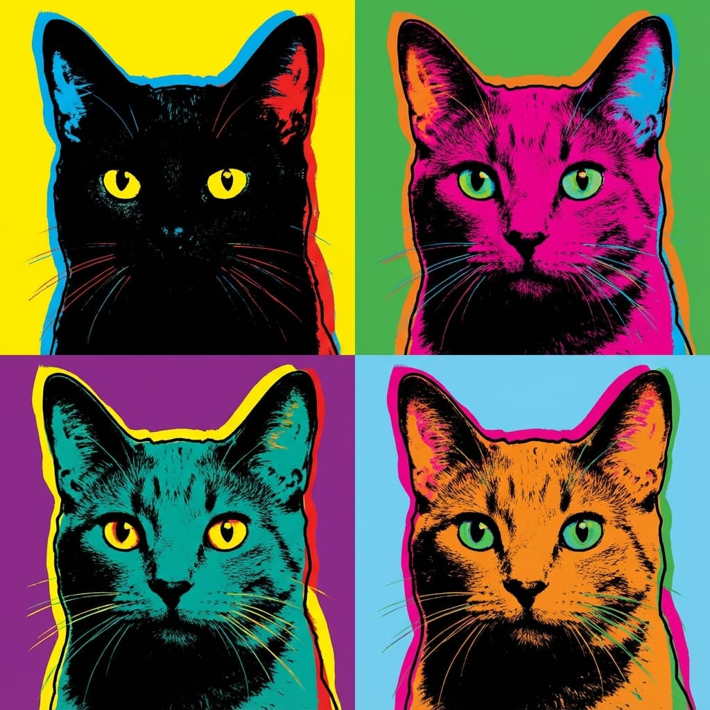 Black Cat in Warhol style