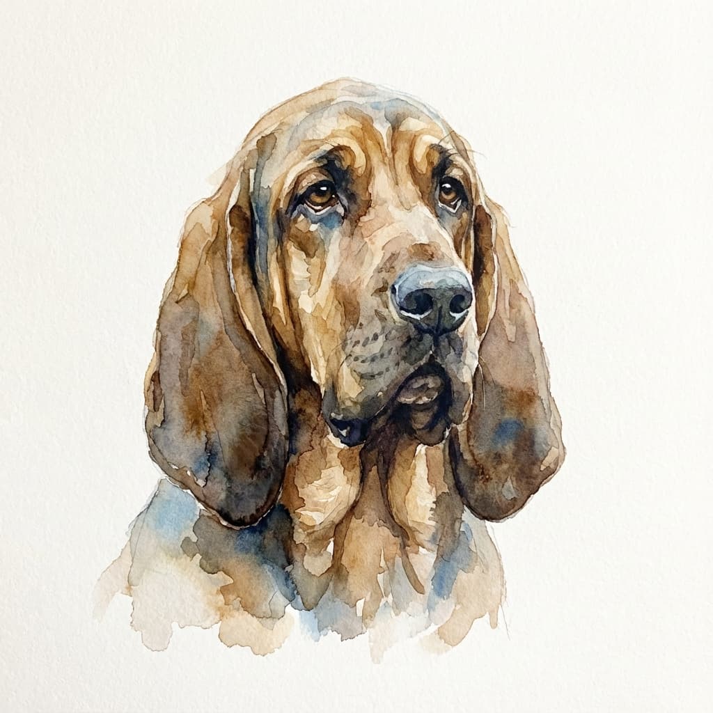 Bloodhound in Watercolor style