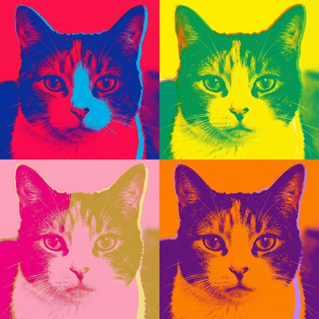 Calico Cat in Warhol style