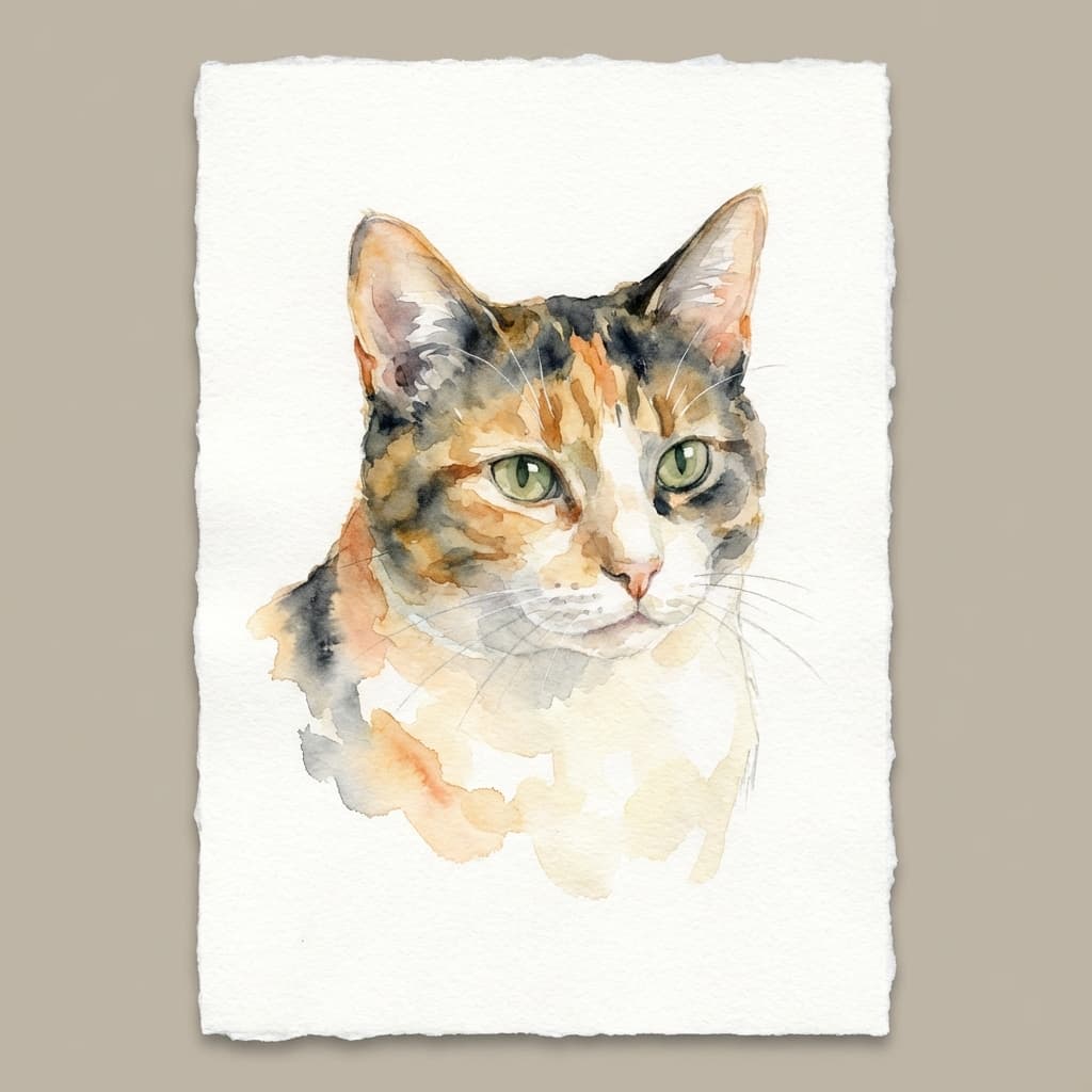 Calico Cat in Watercolor style
