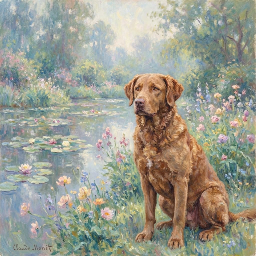Chesapeake Bay Retriever in Monet style