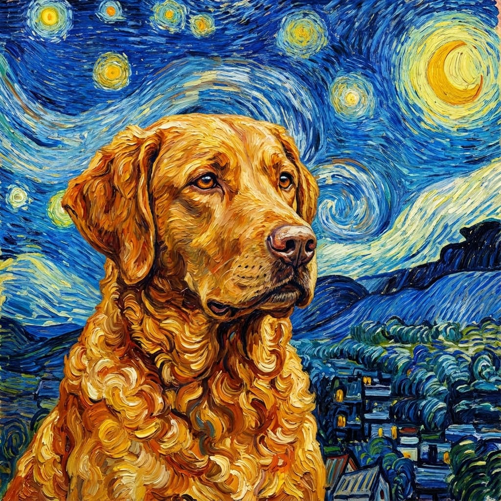 Chesapeake Bay Retriever in Van Gogh style