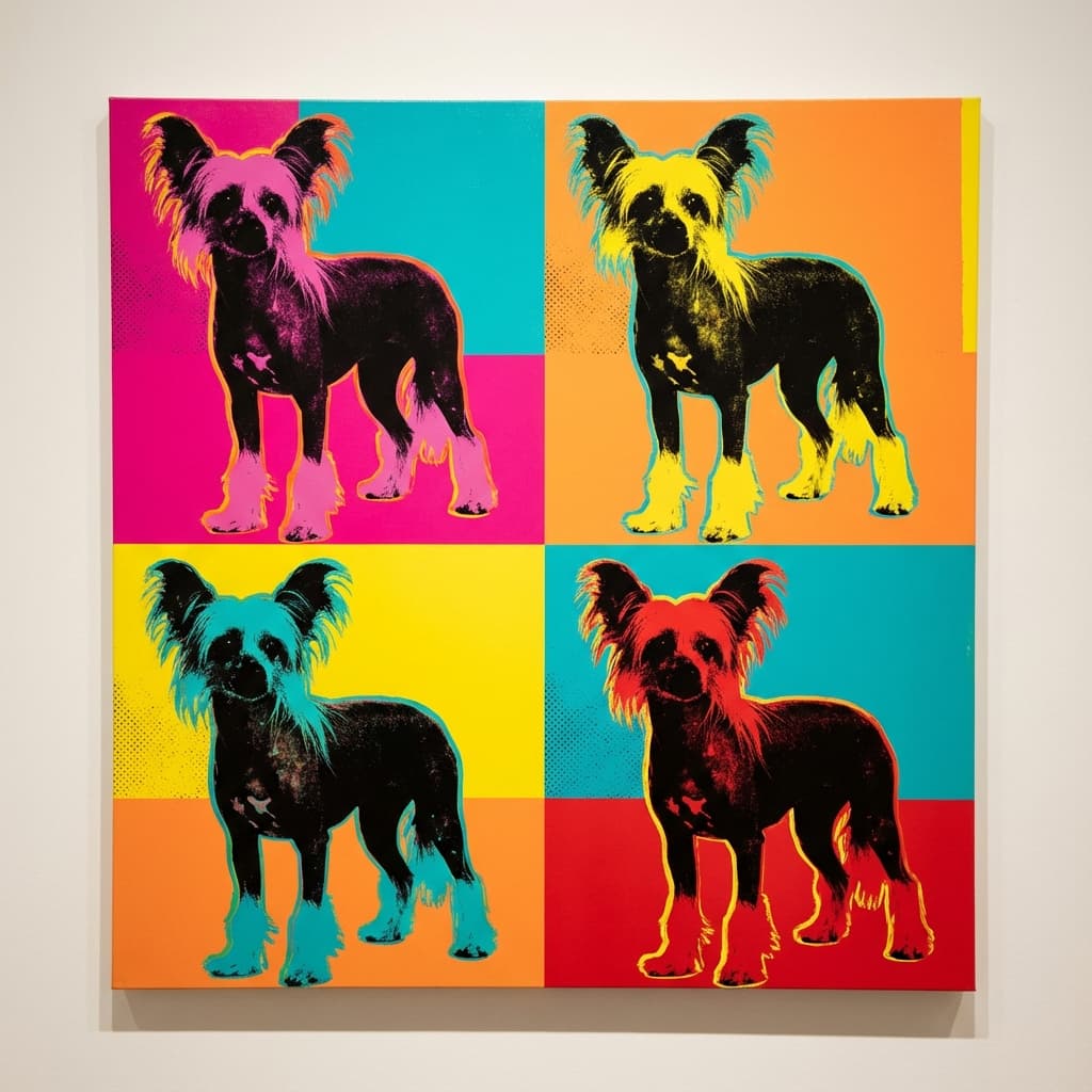 Chinese Crested in Warhol style
