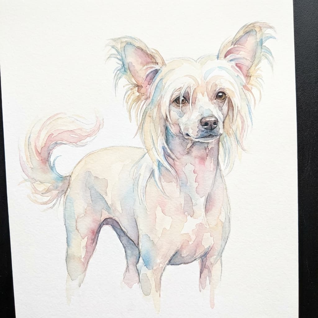 Chinese Crested in Watercolor style