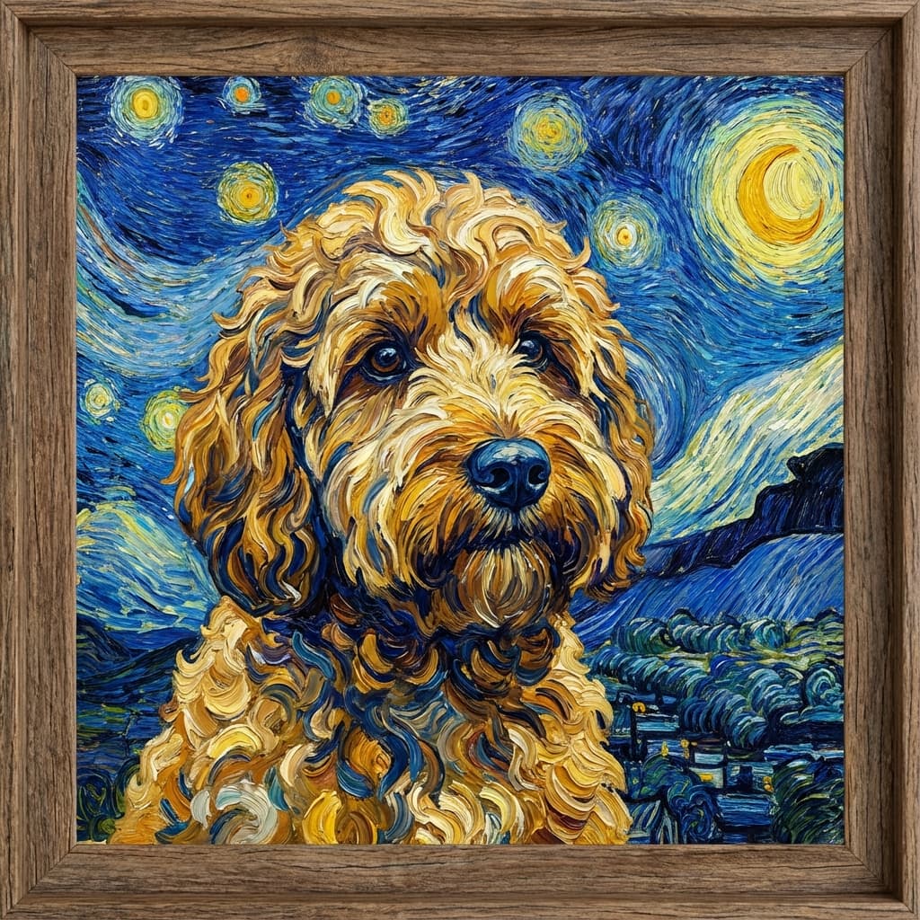 Cockapoo in Van Gogh style