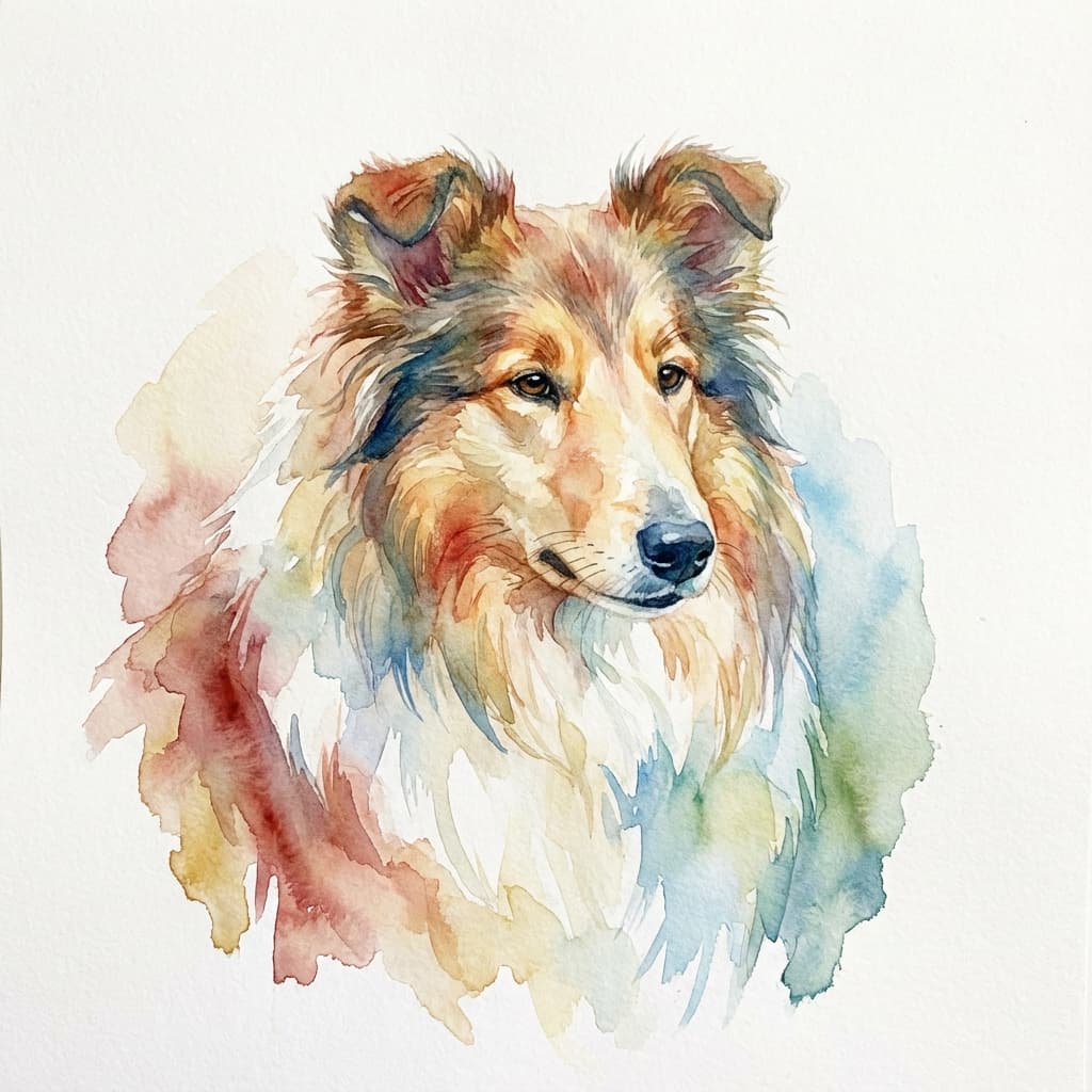 Collie in Watercolor style