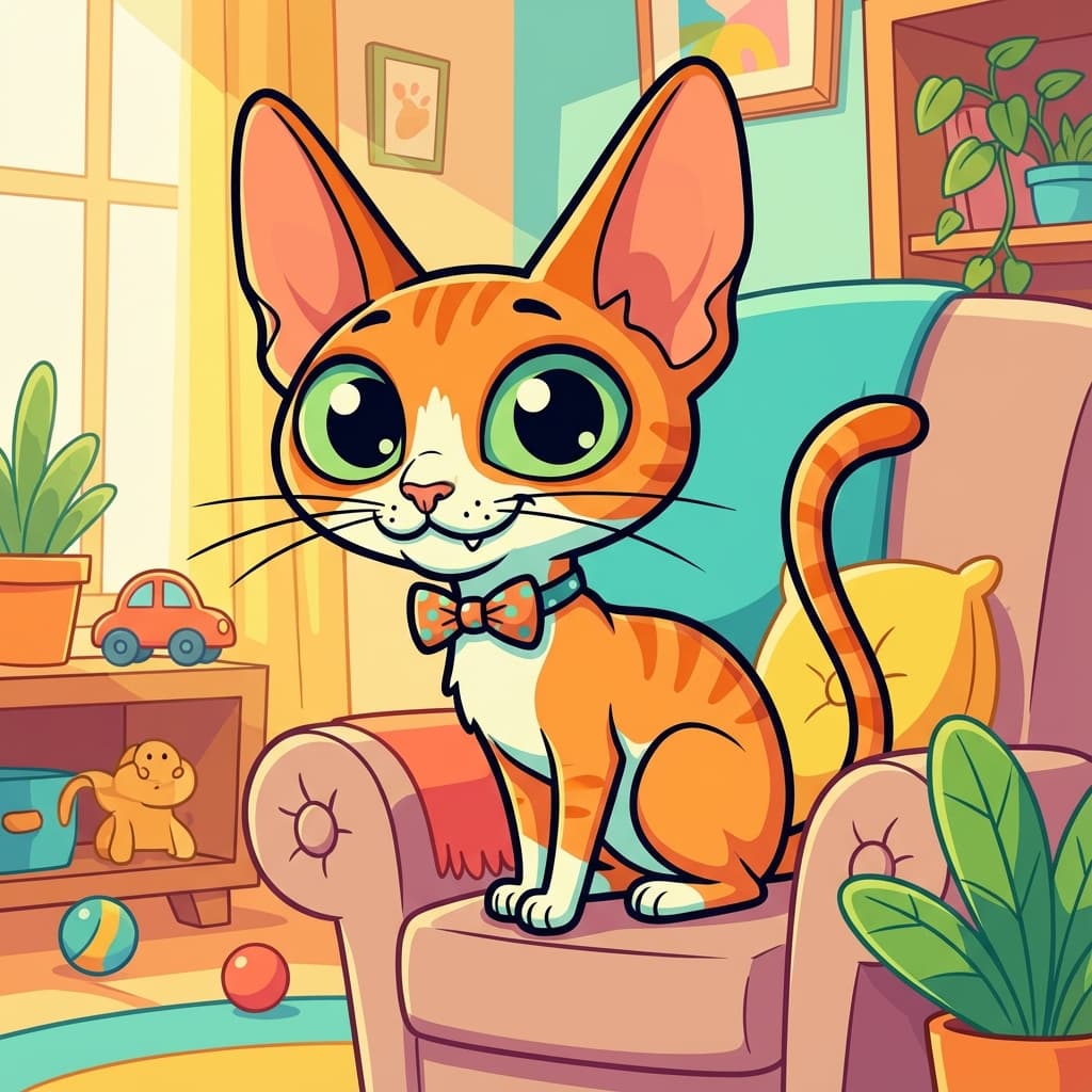 Cornish Rex in Cartoon style