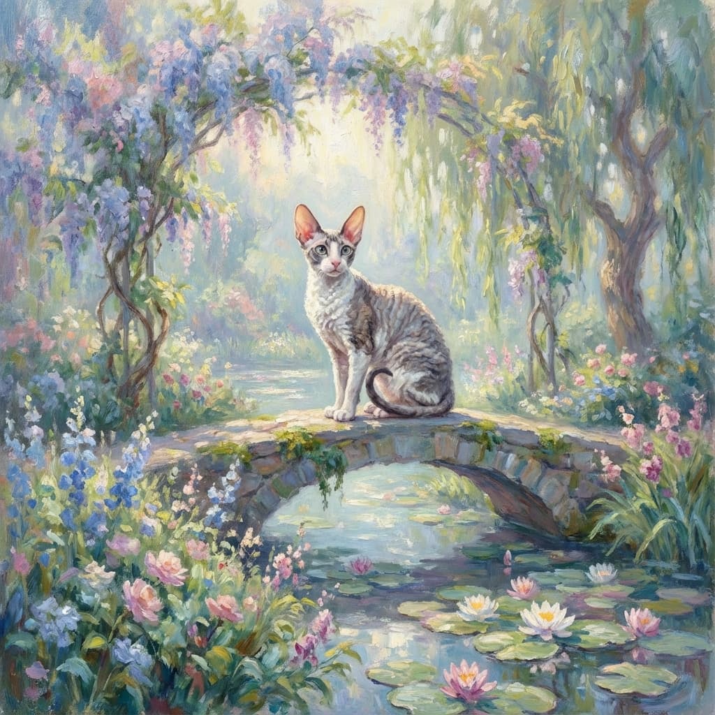 Cornish Rex in Monet style