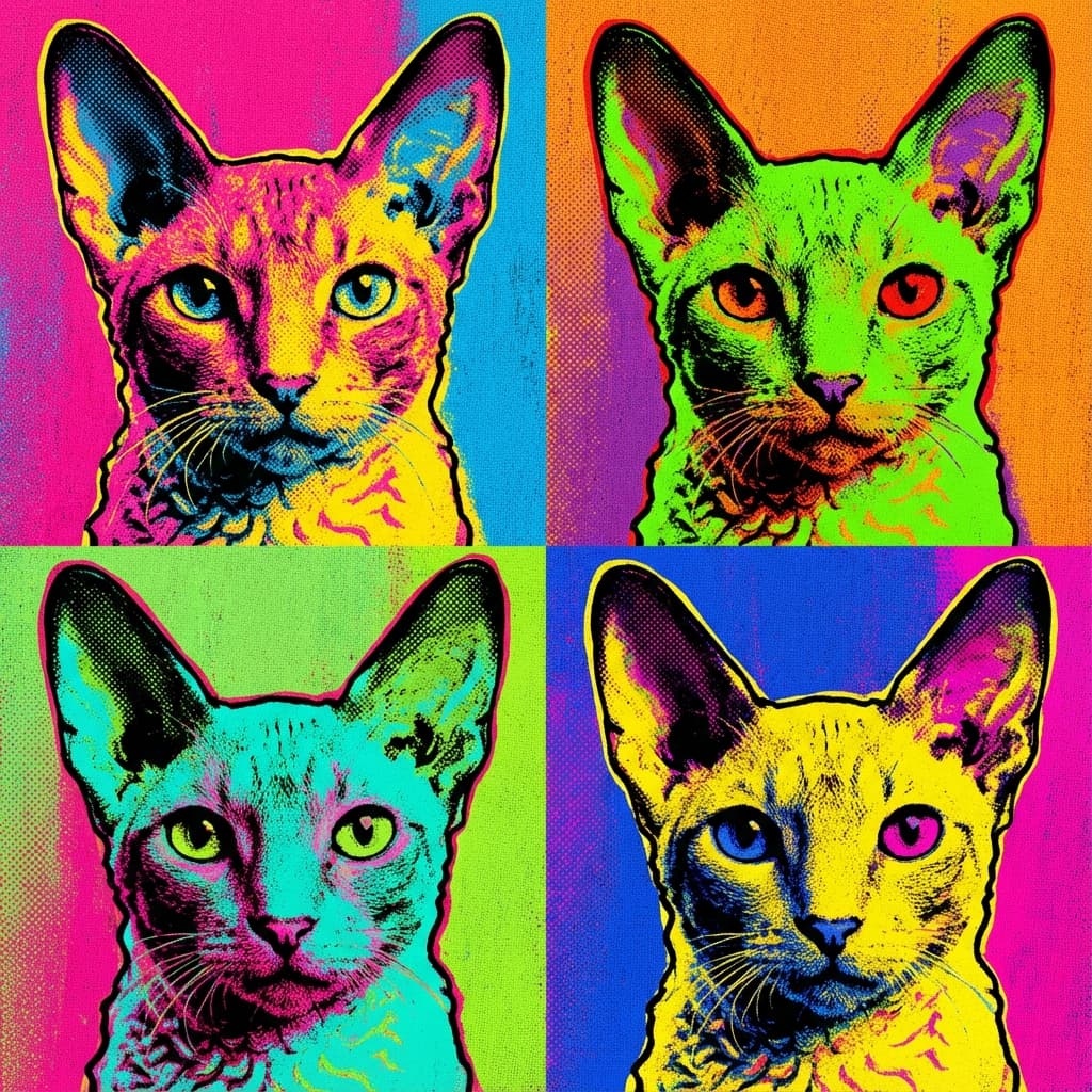 Cornish Rex in Warhol style