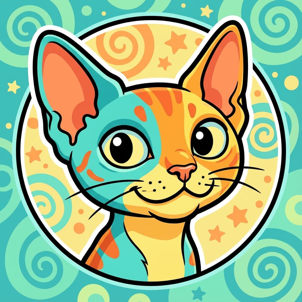 Devon Rex in Cartoon style
