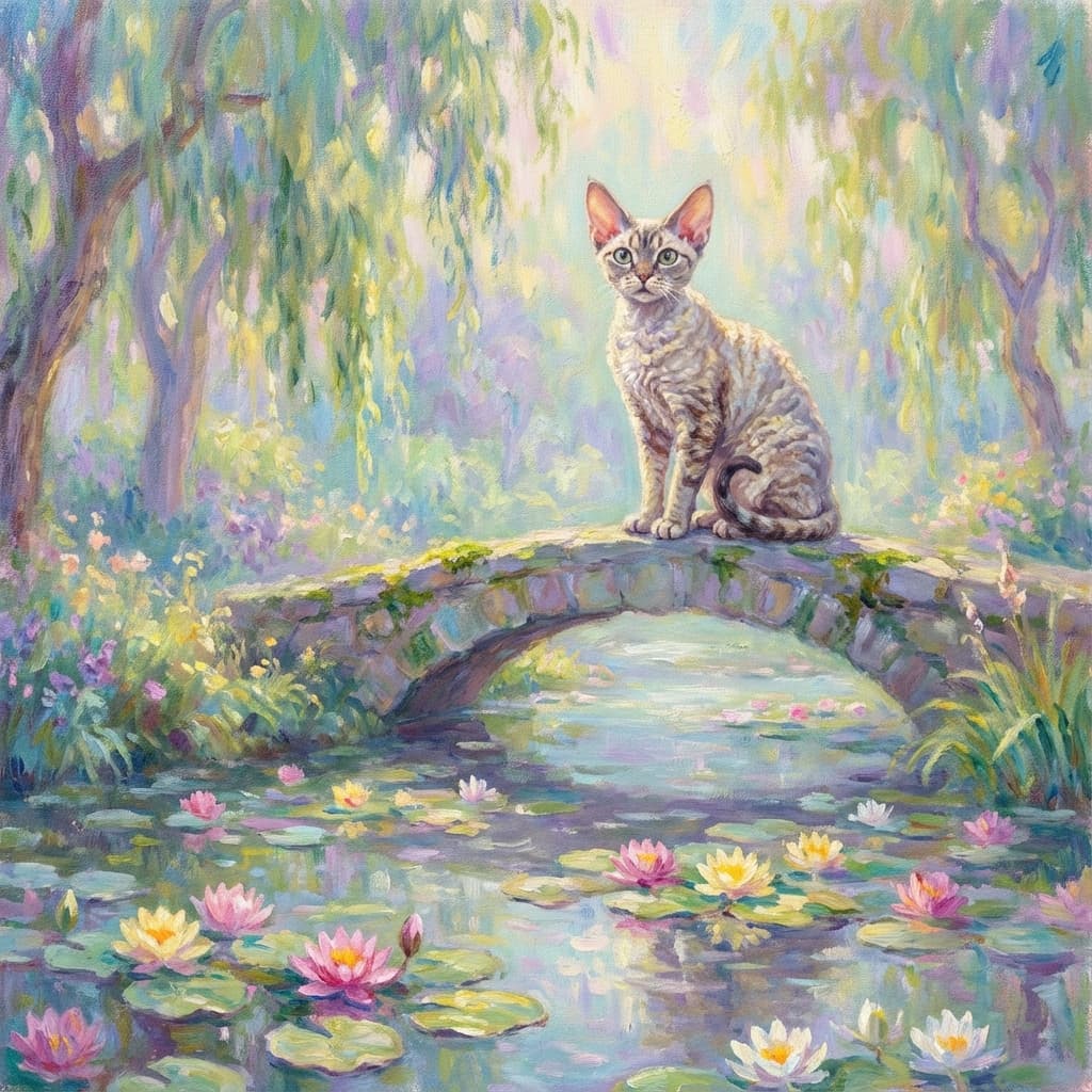 Devon Rex in Monet style